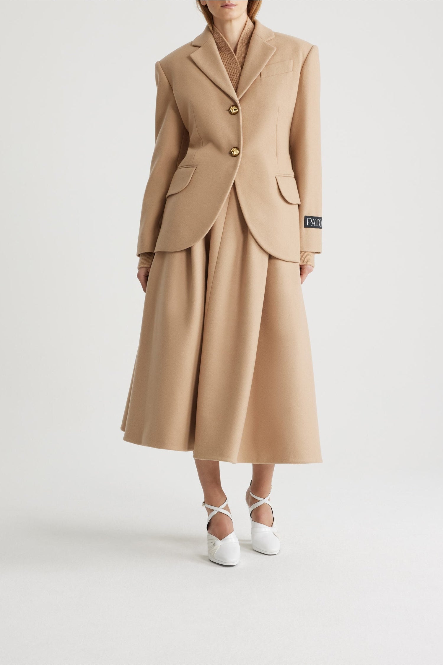 Veste ceinturée en laine et cachemire - Beige