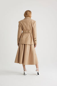 Veste ceinturée en laine et cachemire - Beige