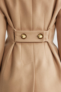 Beige / Veste ample ceinturée en laine et cachemire éco-responsable