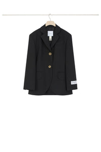 Black / Veste ample ceinturée en laine technique