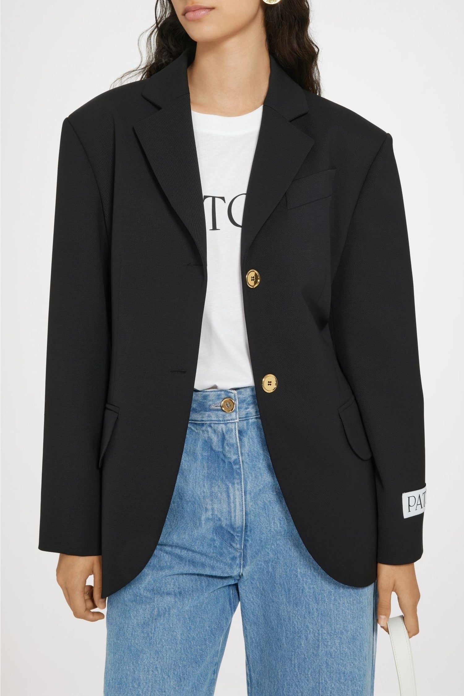 Veste ceinturée en laine - Noir