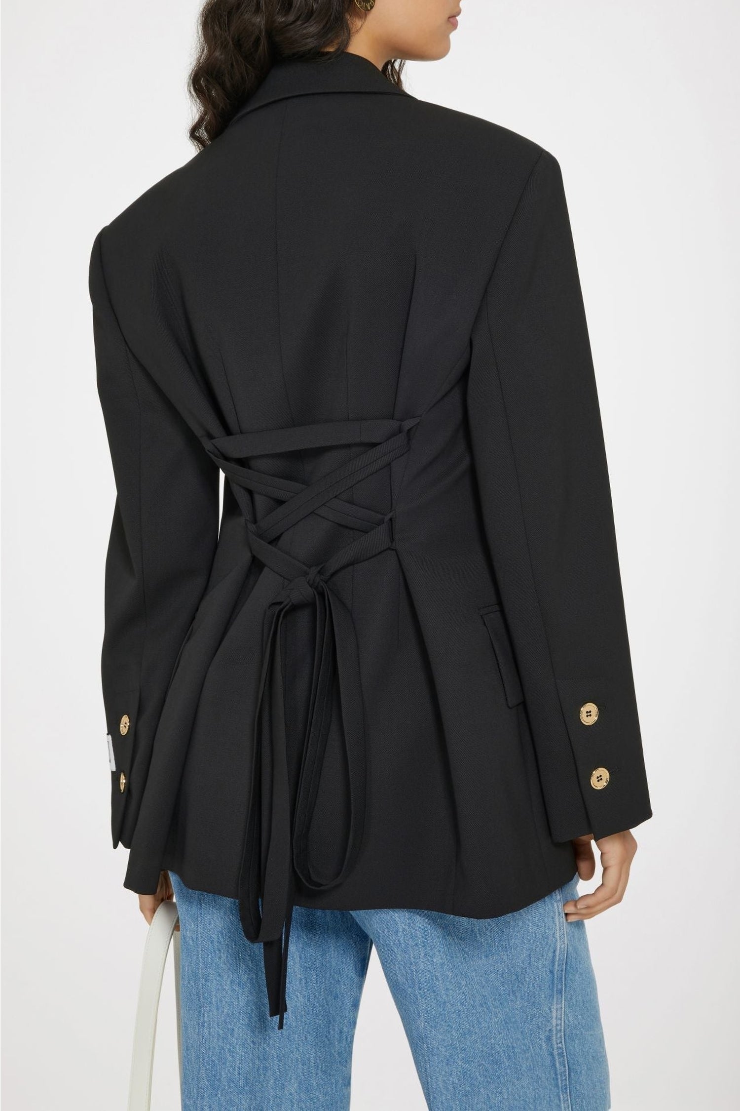 Veste ceinturée en laine - Noir