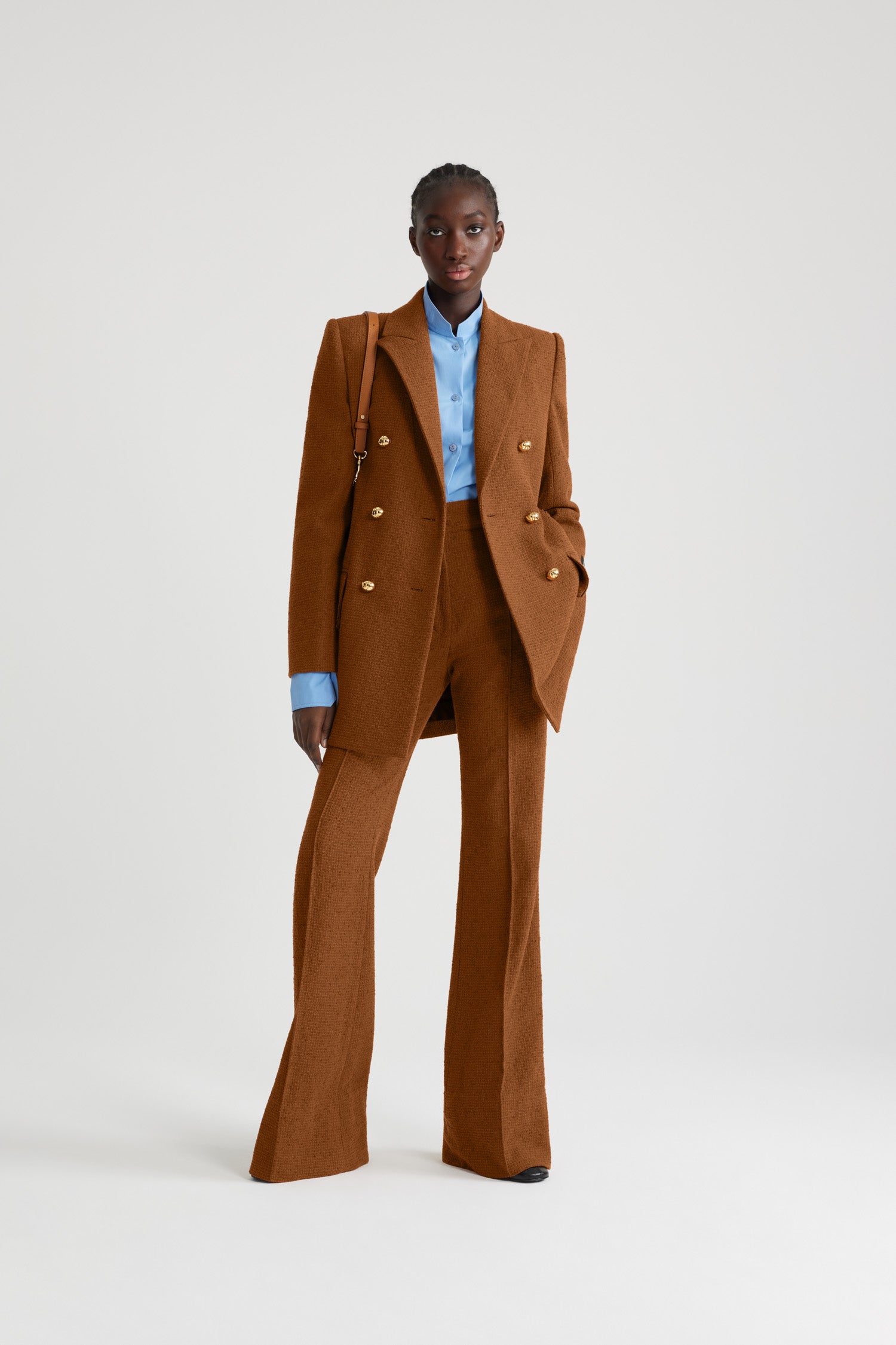 Veste croisée en tweed de laine éco-responsable et coton bio