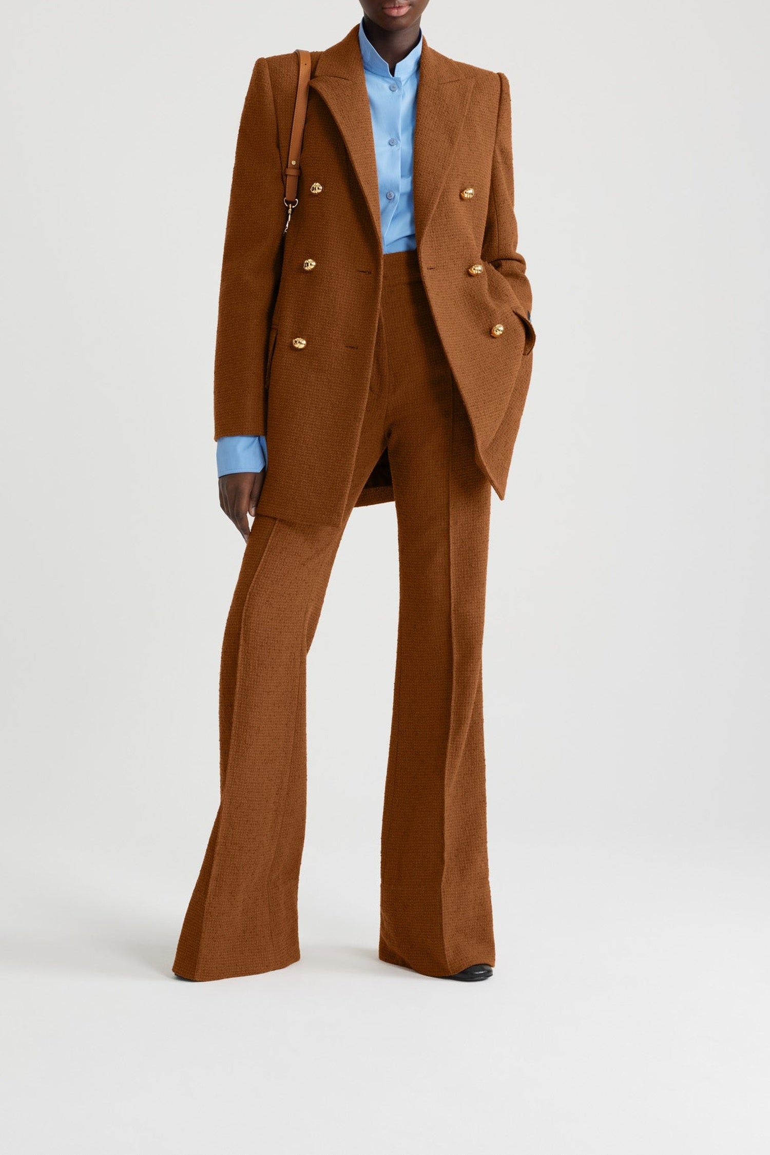 Veste croisée en tweed de laine éco-responsable et coton bio