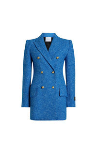 Victoria Blue / Veste croisée en tweed de laine éco-responsable et coton bio