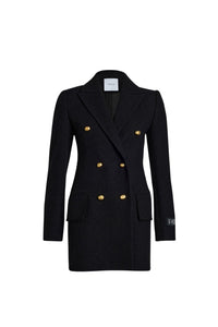 Black / Veste croisée en tweed de laine éco-responsable et coton bio