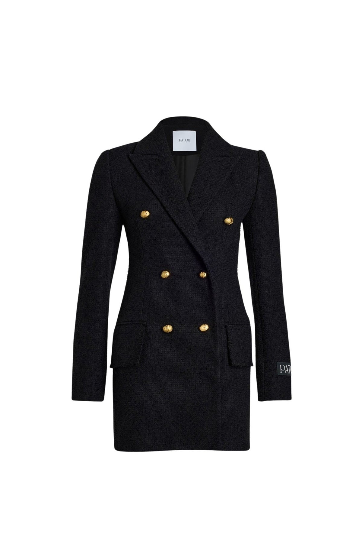 Black / Veste croisée en tweed de laine éco-responsable et coton bio