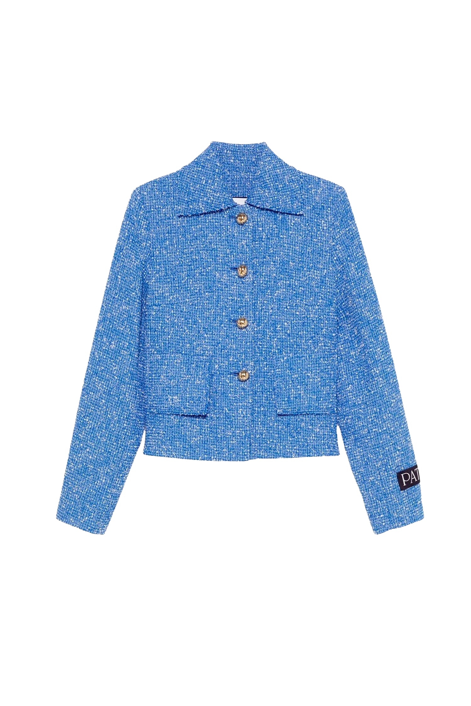 Veste courte en tweed de laine - Bleu