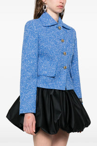 Veste courte en tweed de laine - Bleu