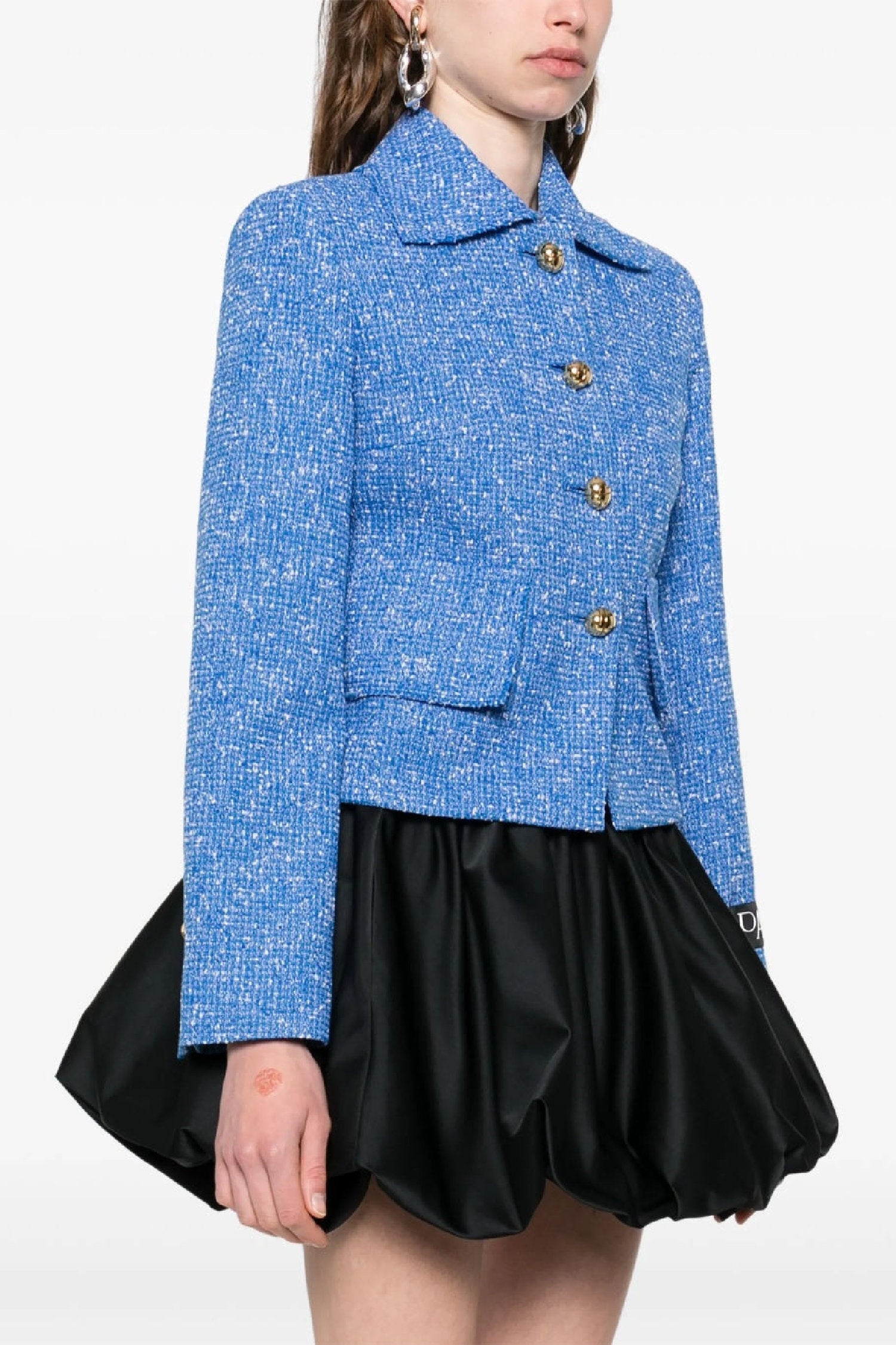 Veste courte en tweed de laine - Bleu