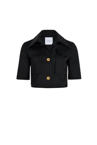Veste courte en gabardine de coton - Noir