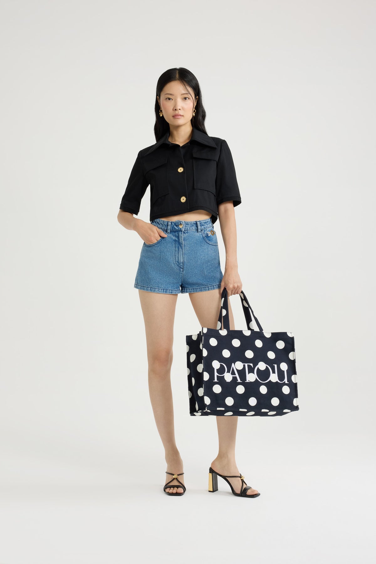 Black / Veste courte en gabardine de coton bio