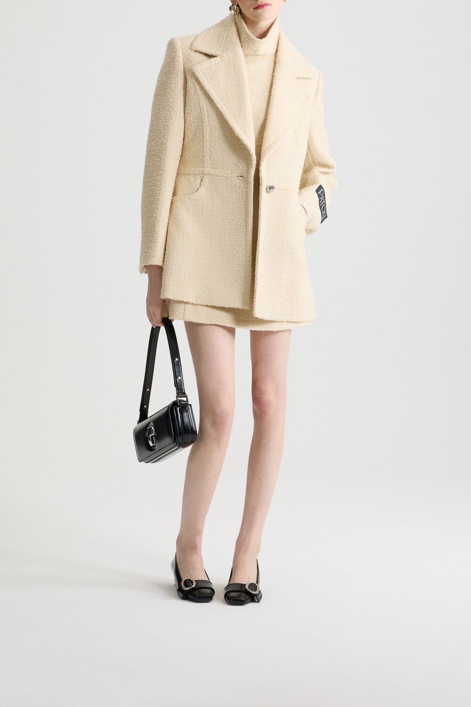 Veste ajustée en tweed de laine - Blanc