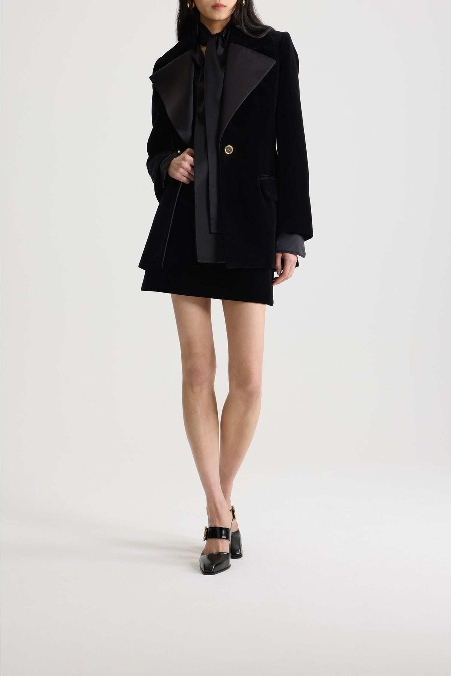 Veste longue en velours de coton - Noir