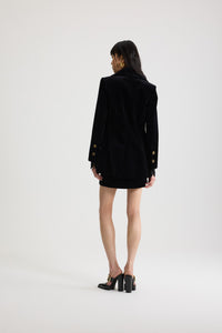 Black / Veste longue simple boutonnage en velours de coton bio