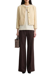 Veste courte en tweed de laine - Blanc