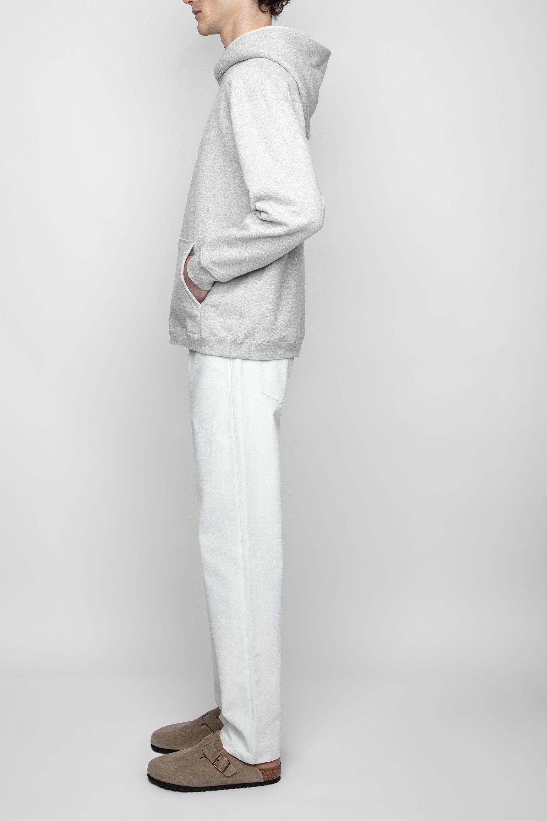 Sweat à capuche unisexe Jackie en coton - Gris Clair & Lait