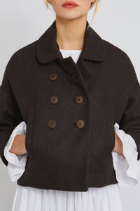 Caban court Jana en laine - Brown