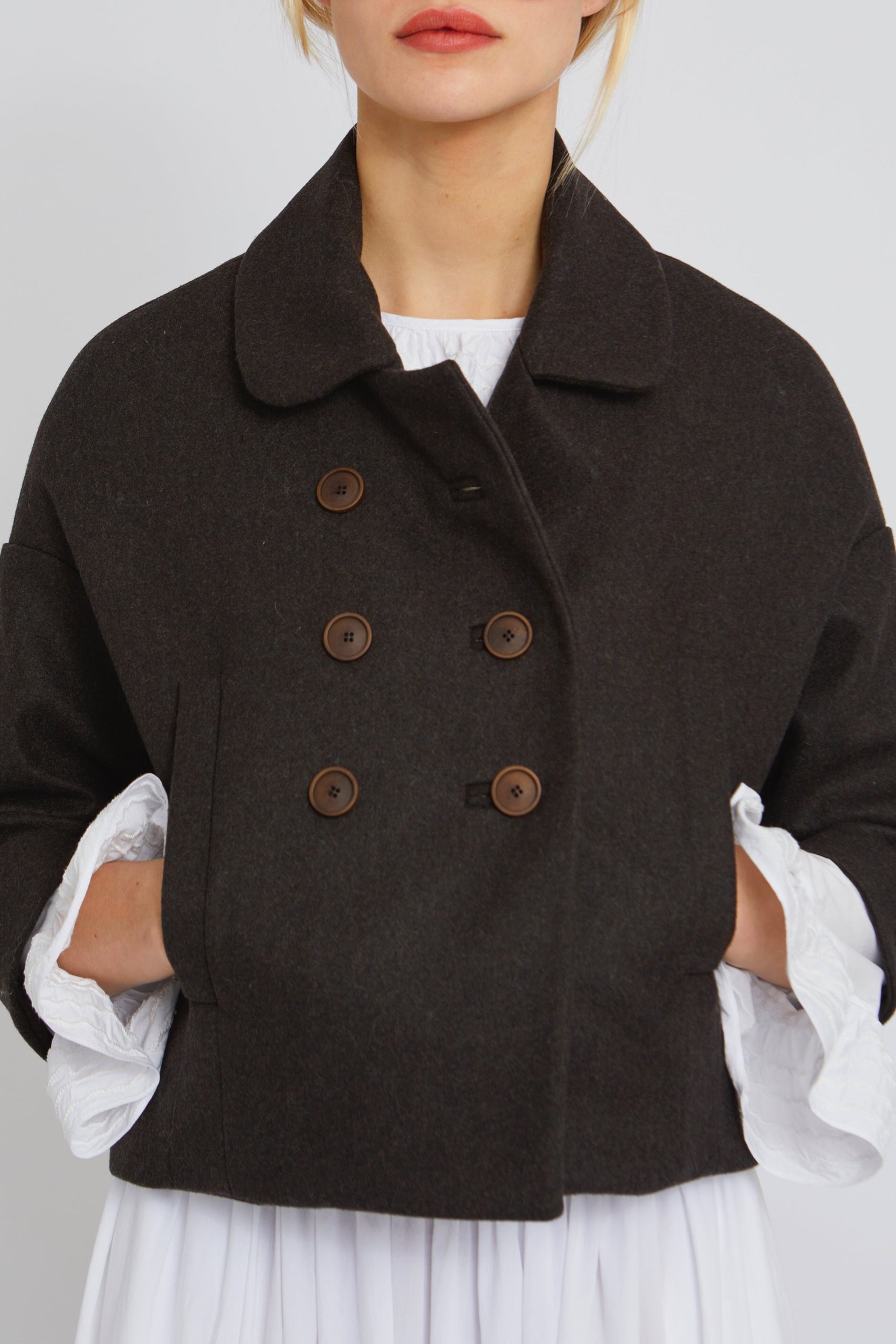 Caban court Jana en laine - Brown