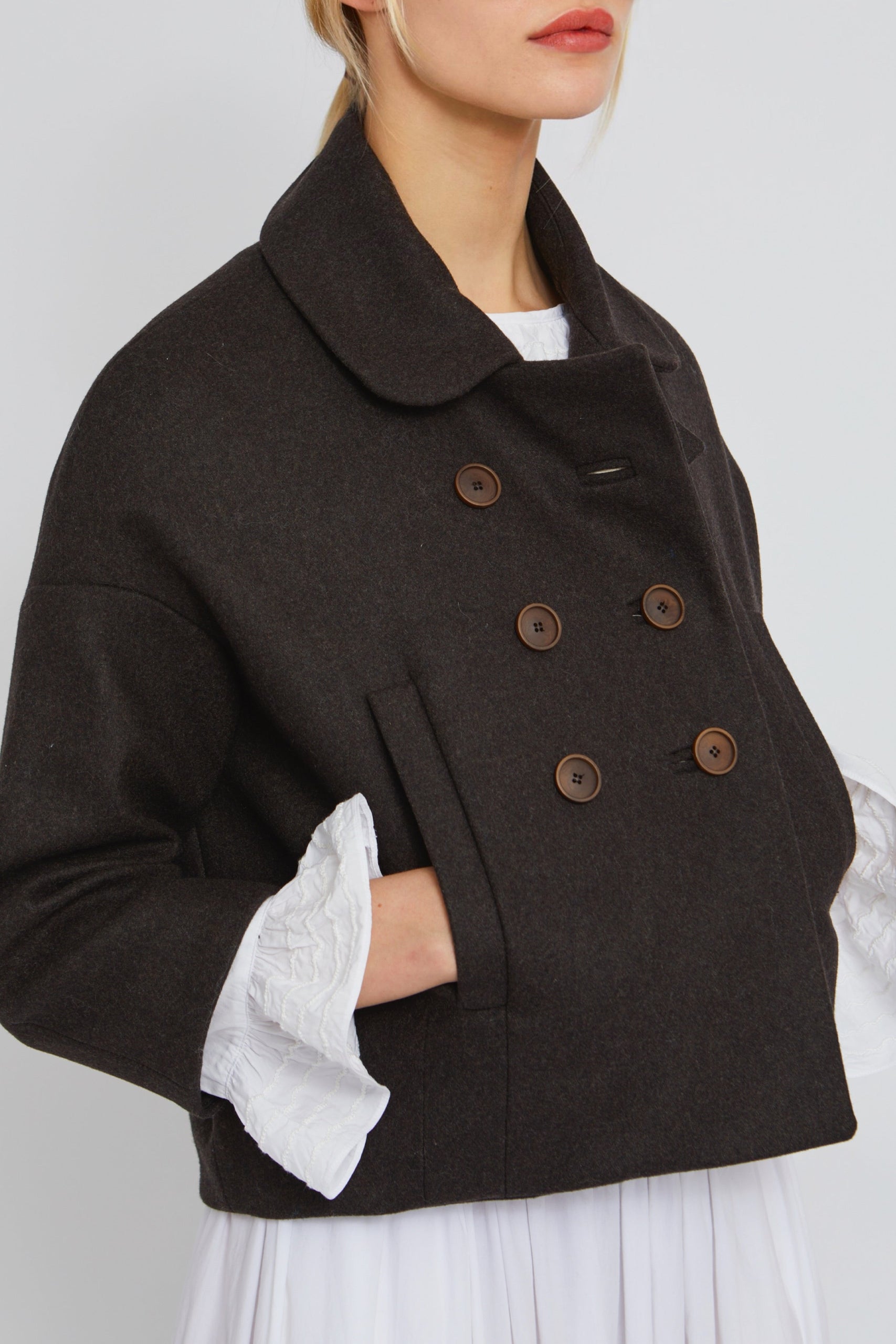 Caban court Jana en laine - Brown