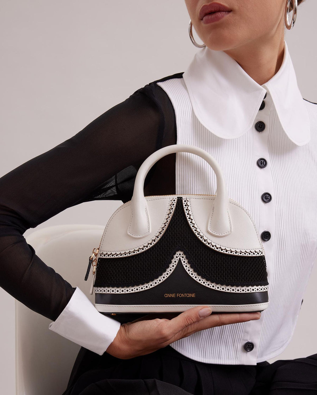 Sac à main Janae en maille - Black & White