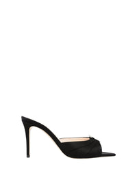 Mules Janis 85 avec cristaux en satin - Black