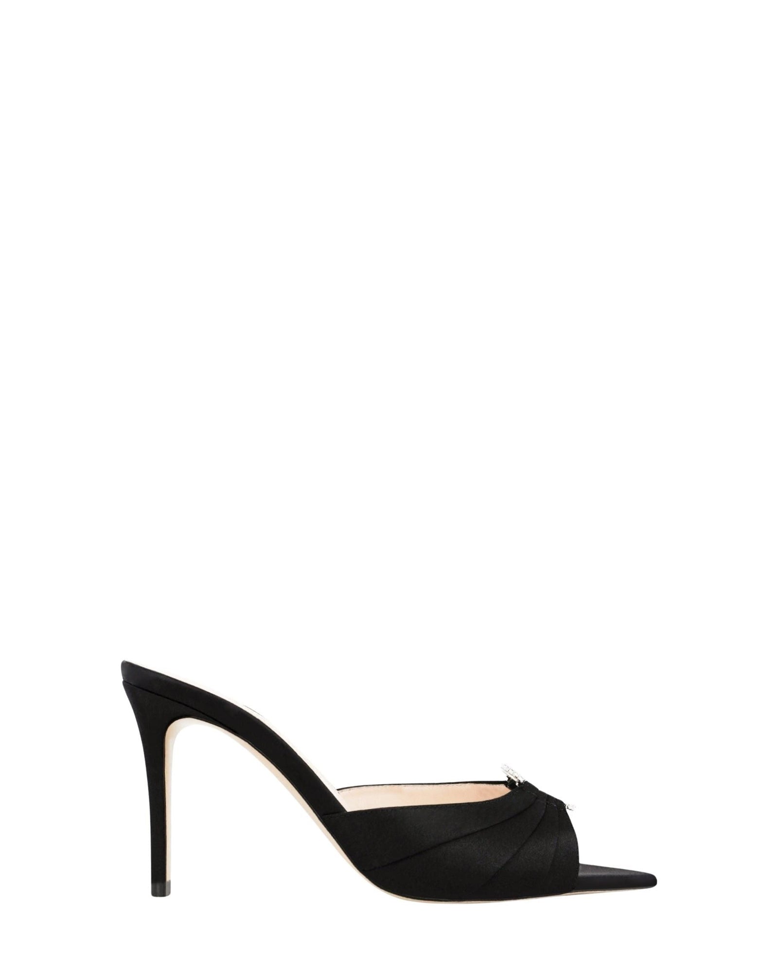 Mules Janis 85 avec cristaux en satin - Black