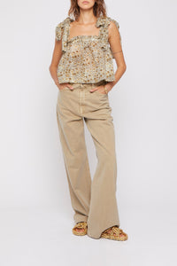 Blouse Jasmine fleurir coupe courte - Yellow