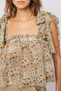 Blouse Jasmine fleurir coupe courte - Yellow