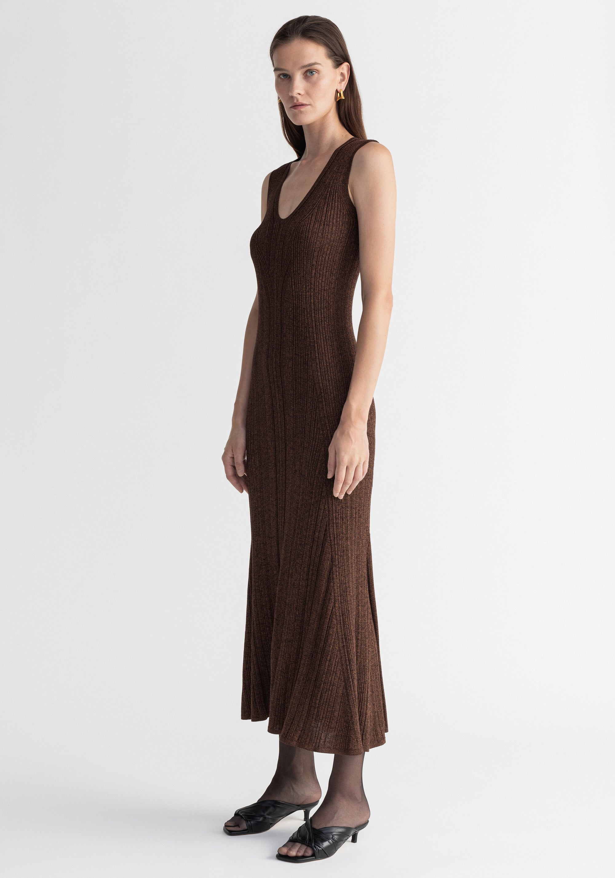 Robe longue Jasper côtelée - Chocolate