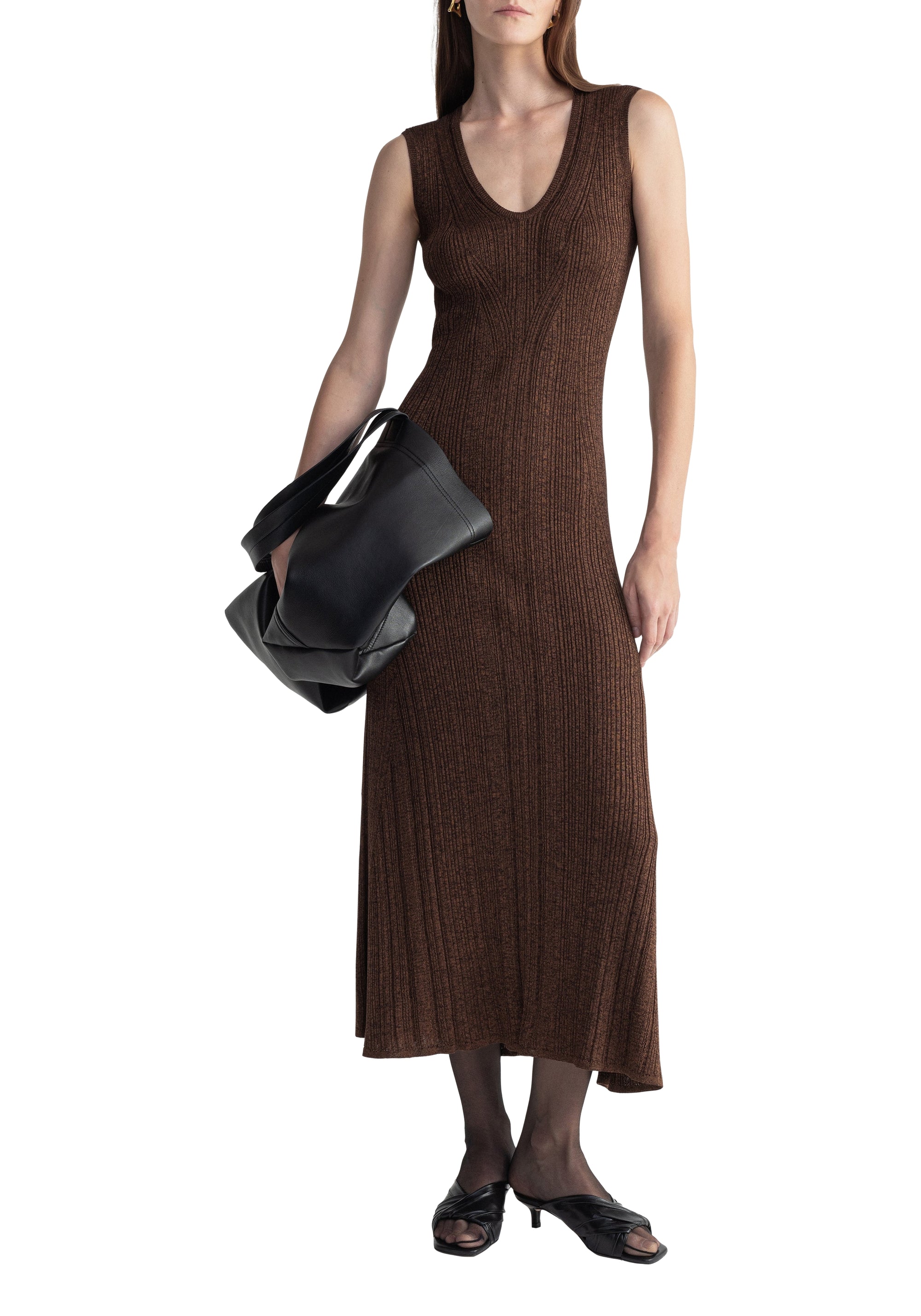 Robe longue Jasper côtelée - Chocolate