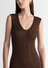 Robe longue Jasper côtelée - Chocolate