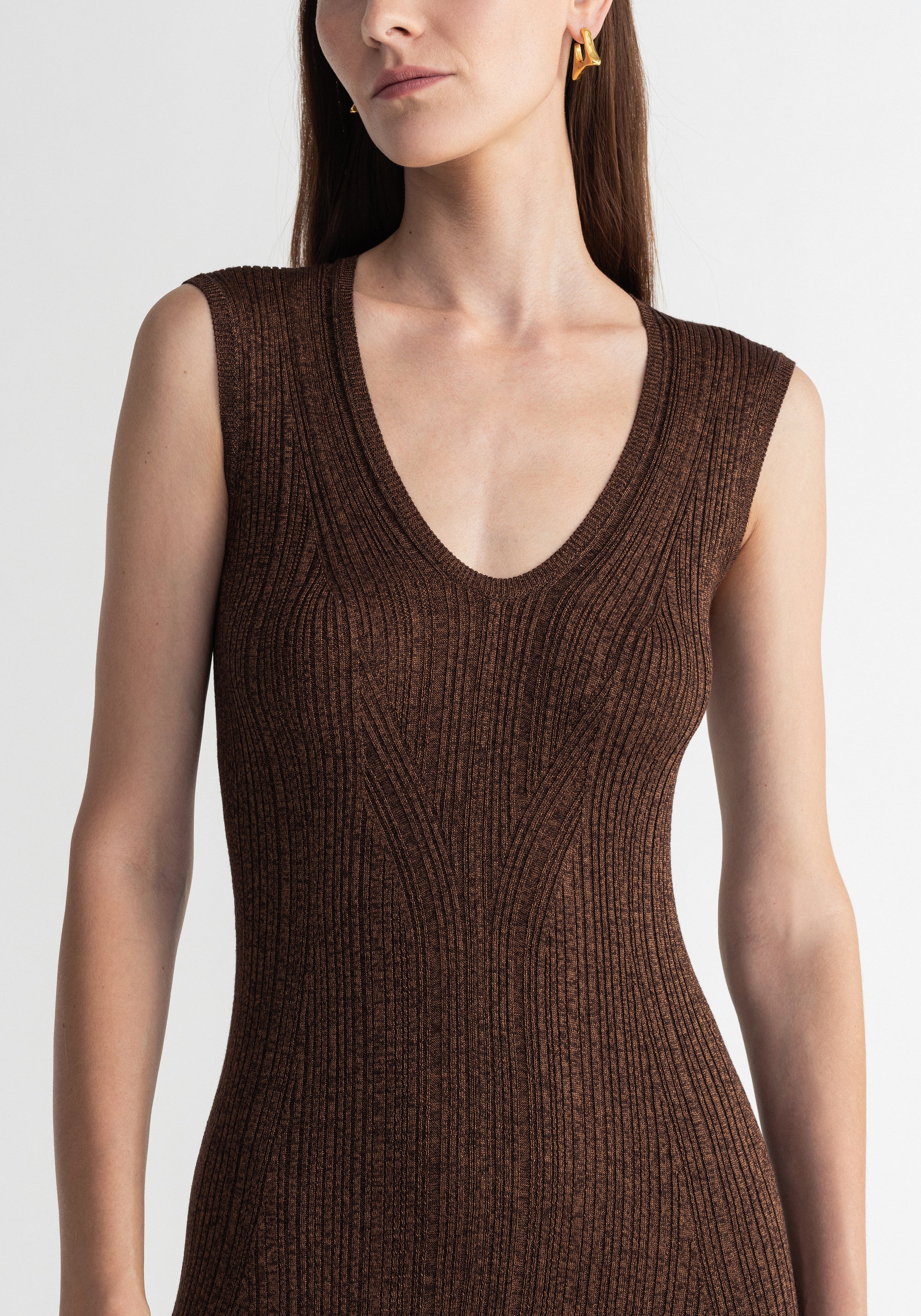 Robe longue Jasper côtelée - Chocolate
