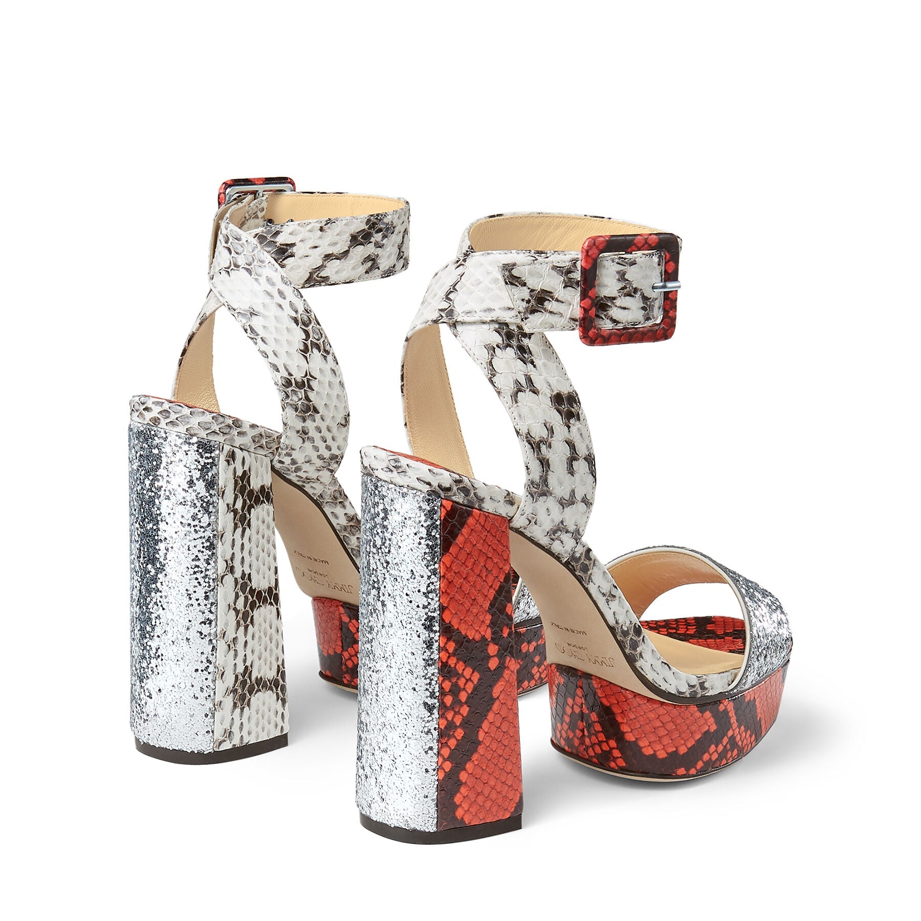 Sandales Jax 125 en cuir - Mandarin Red, Silver & Natural