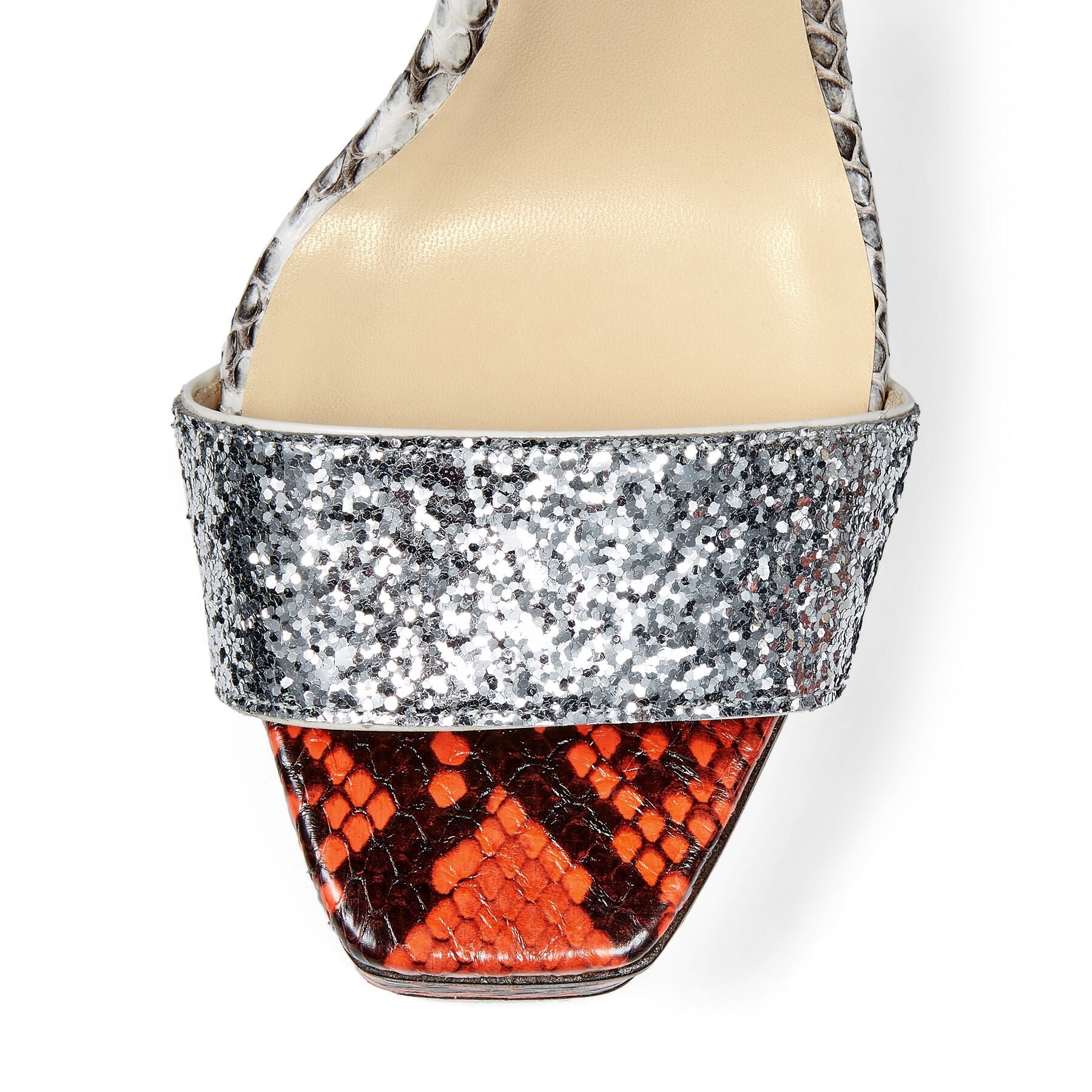 Sandales Jax 125 en cuir - Mandarin Red, Silver & Natural