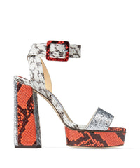 Sandales Jax 125 en cuir - Mandarin Red, Silver & Natural