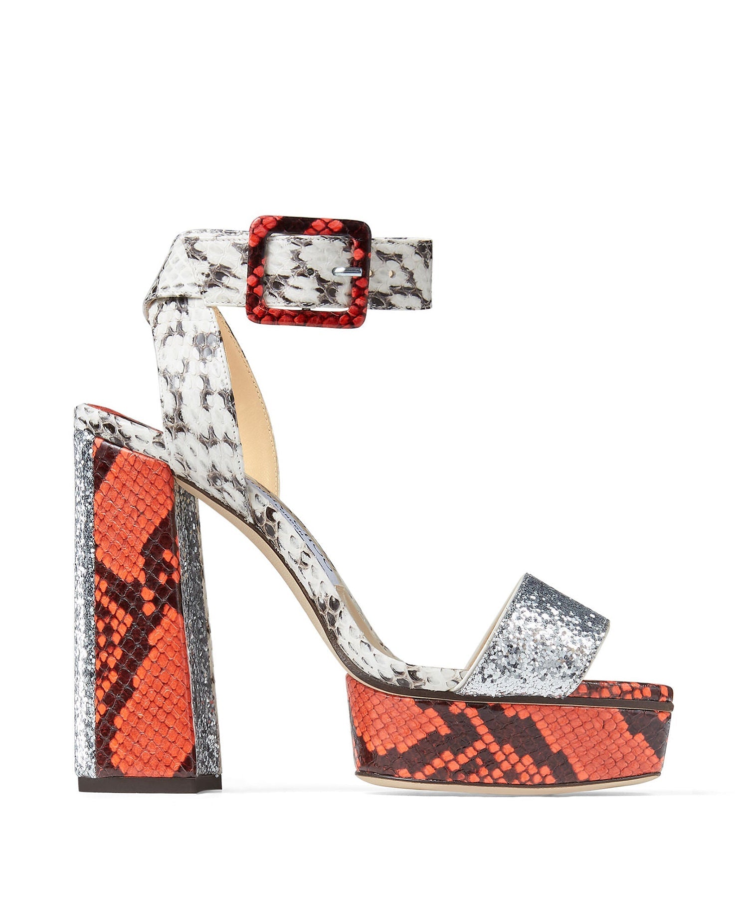 Sandales Jax 125 en cuir - Mandarin Red, Silver & Natural