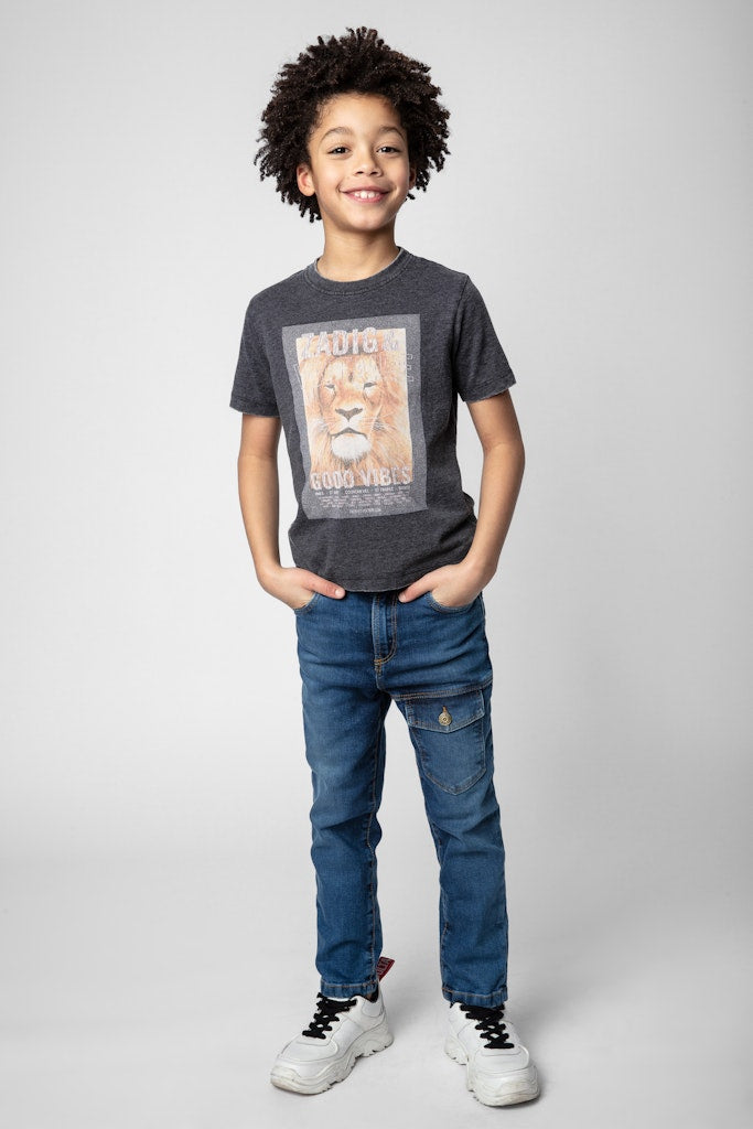ZHORS LIGNE GRIS CHINE KITA  BOYS TS SHORT SLEEVES