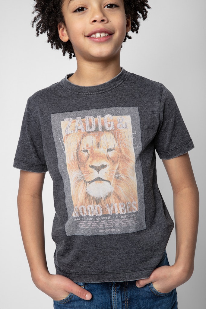 ZHORS LIGNE GRIS CHINE KITA  BOYS TS SHORT SLEEVES