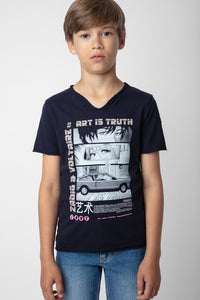ZHORS LINE DARK BLUE BOXER MANGA T-SHIRT