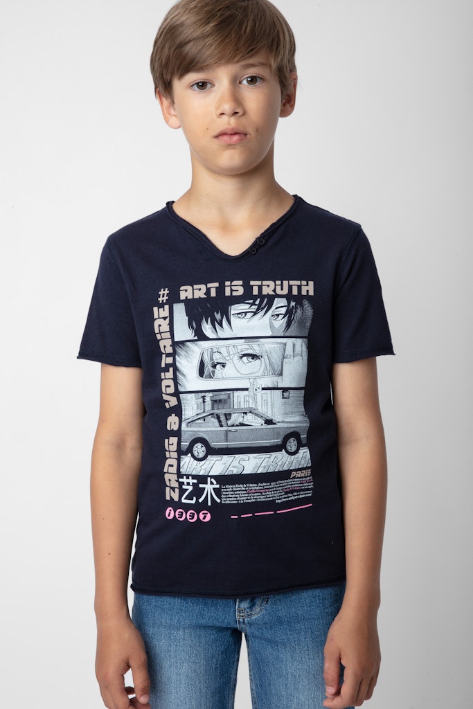 ZHORS LINE DARK BLUE BOXER MANGA T-SHIRT