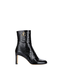 Bottines JC 85 en cuir embossé croco avec emblème JC - Black