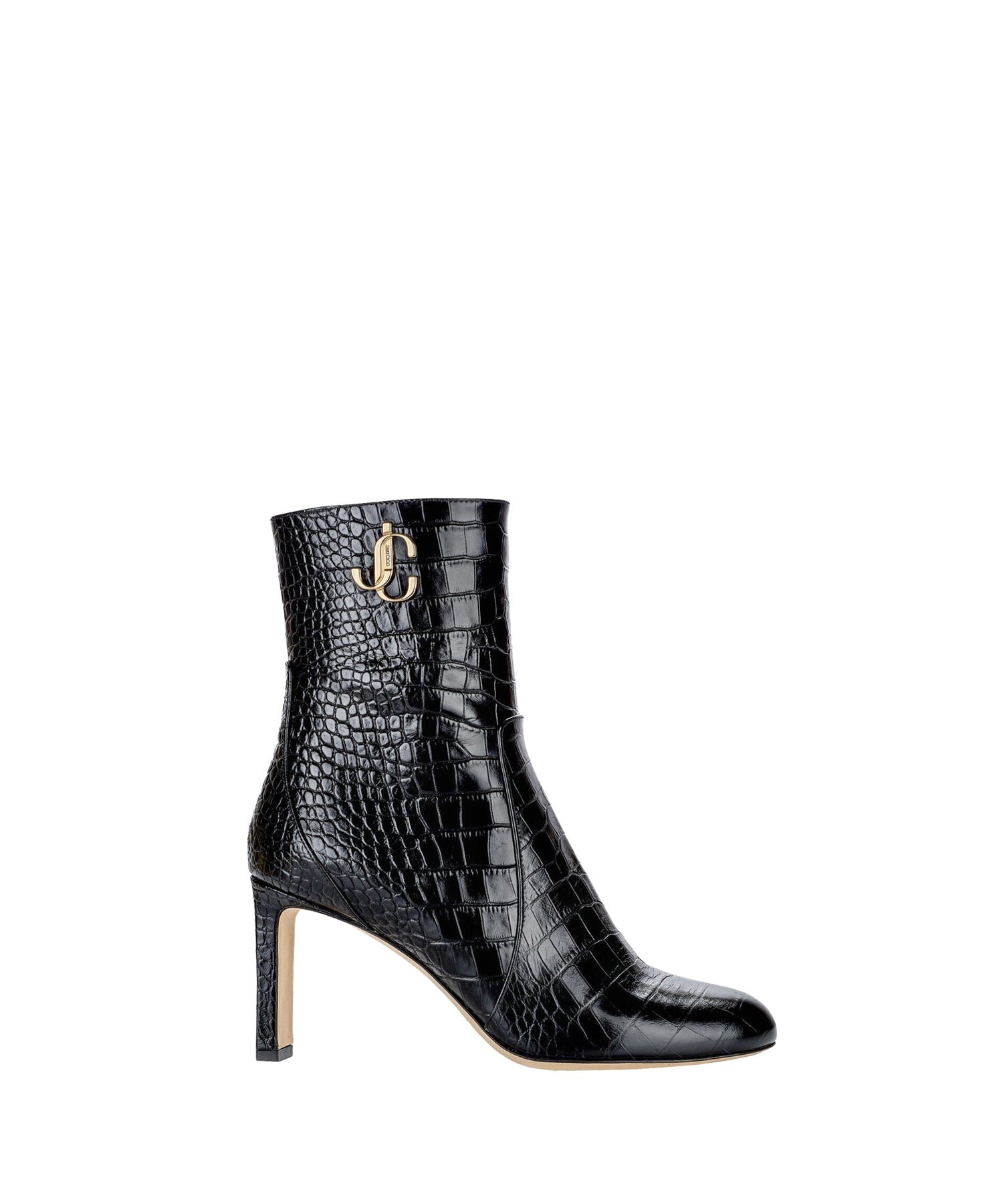 Bottines JC 85 en cuir embossé croco avec emblème JC - Black