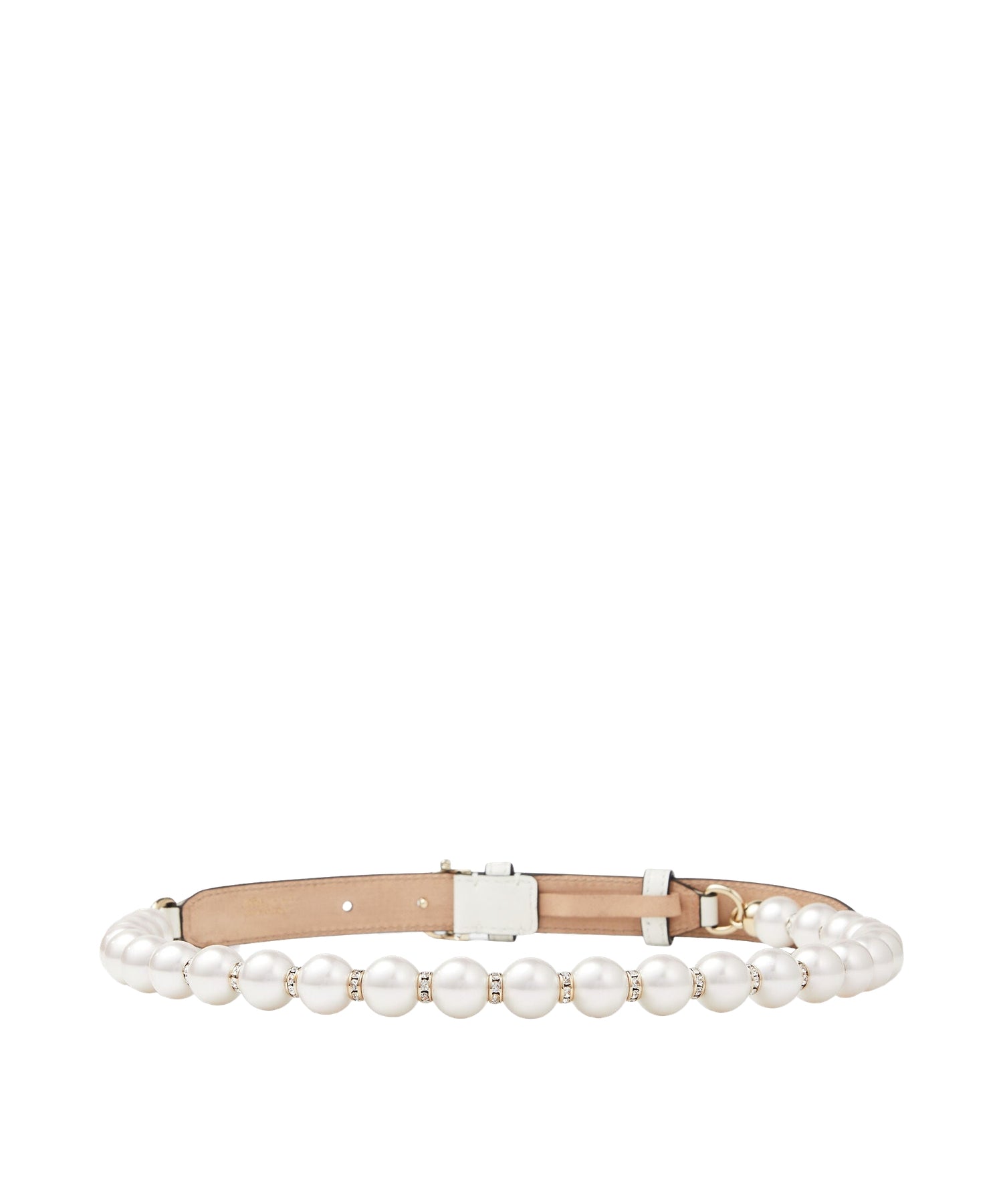 Ceinture JC-Chain en cuir avec perles et logo - Latte & Light Gold