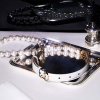 Ceinture JC-Chain en cuir avec perles et logo - Latte & Light Gold