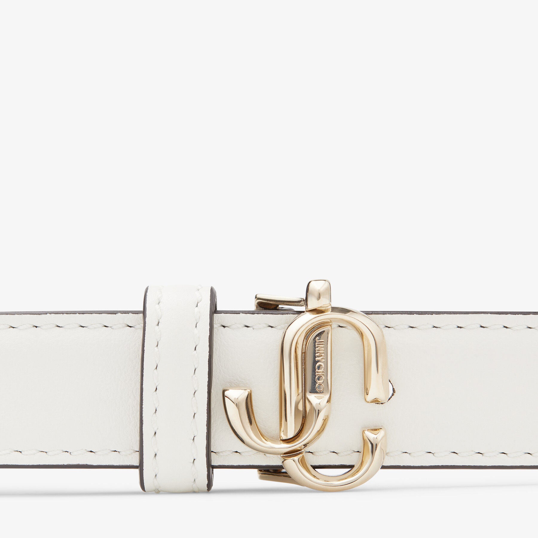 Ceinture JC-Chain en cuir avec perles et logo - Latte & Light Gold