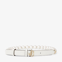 Ceinture JC-Chain en cuir avec perles et logo - Latte & Light Gold