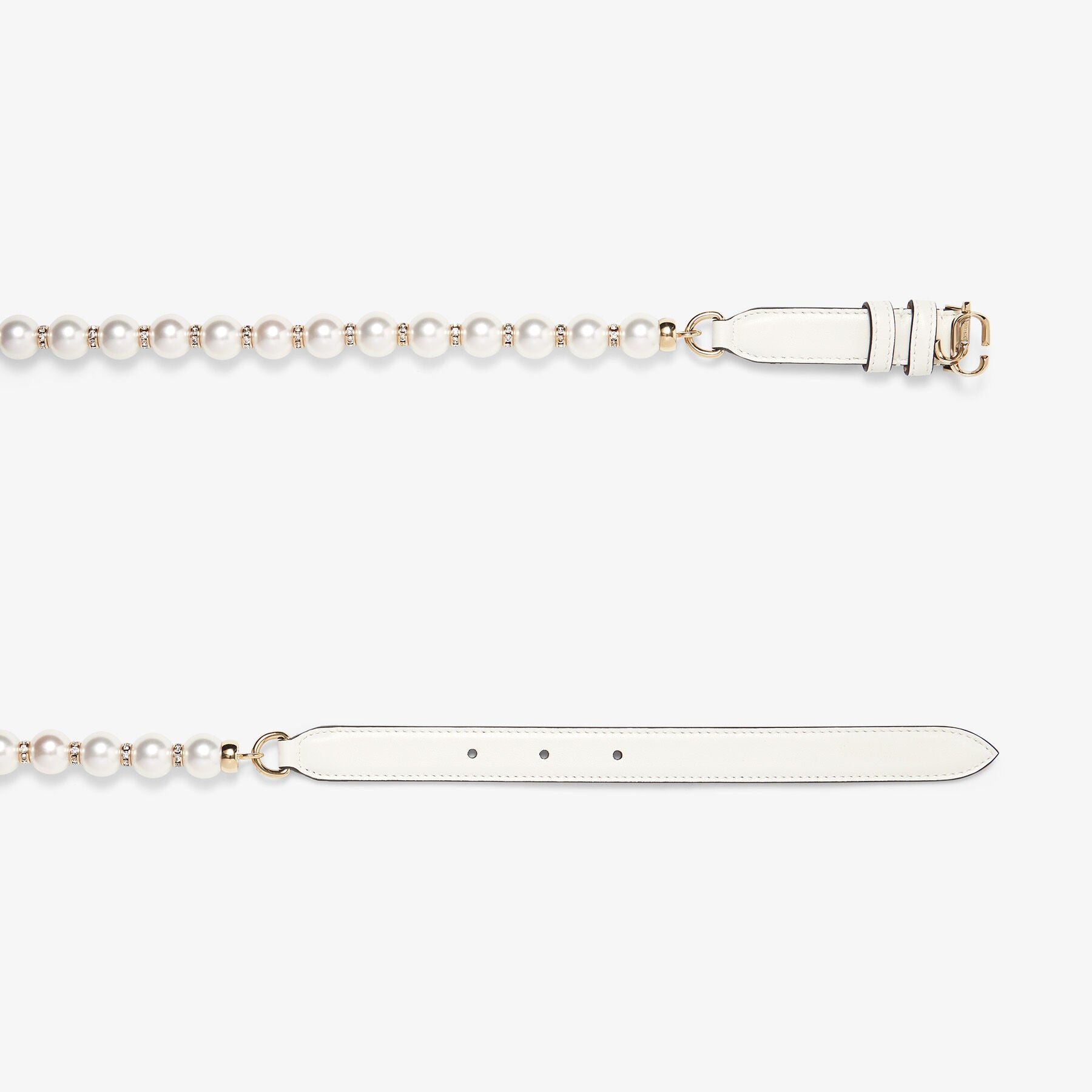 Ceinture JC-Chain en cuir avec perles et logo - Latte & Light Gold