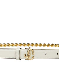 Ceinture JC-Chain en cuir avec chaîne dorée - Latte & Light Gold