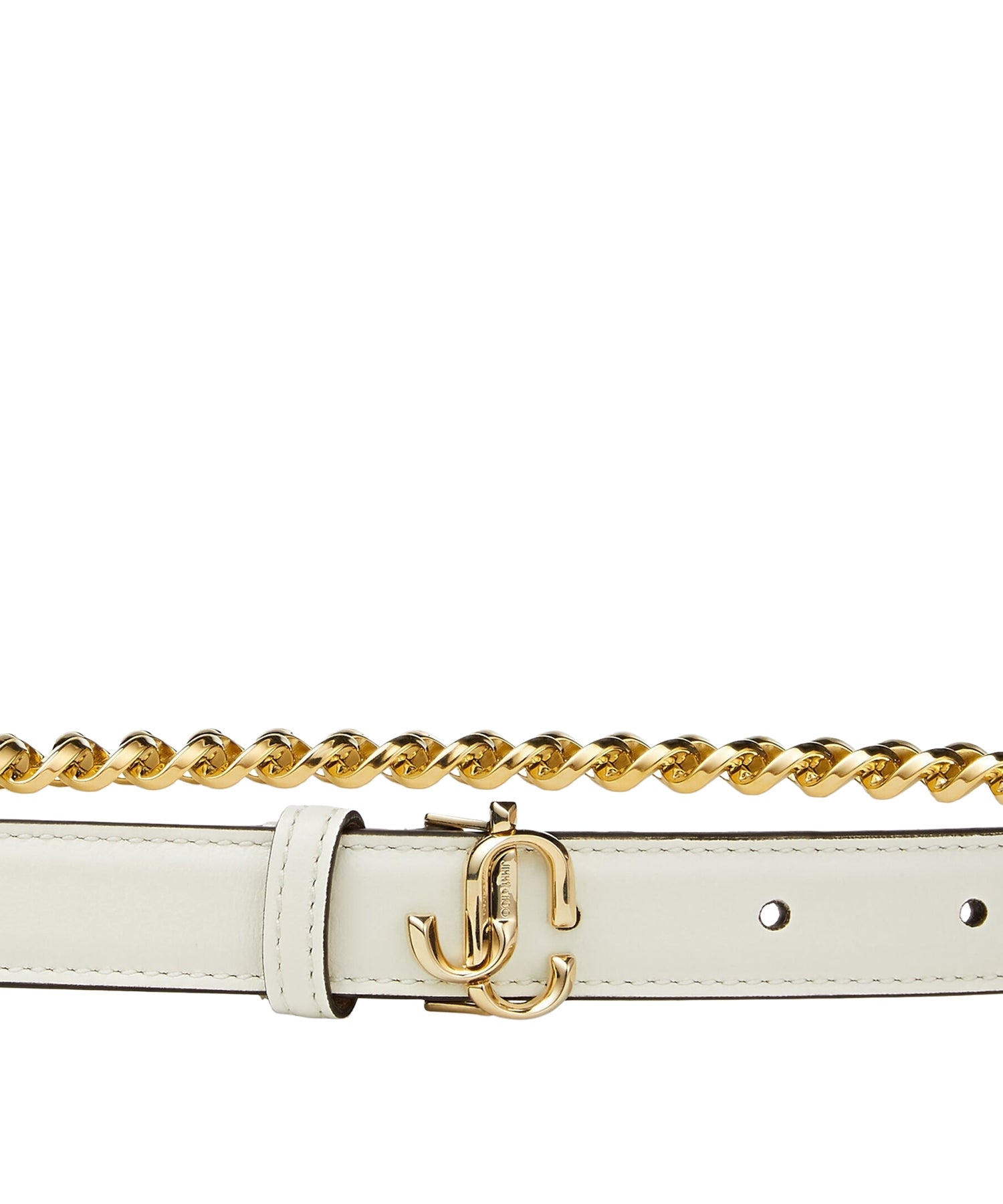 Ceinture JC-Chain en cuir avec chaîne dorée - Latte & Light Gold
